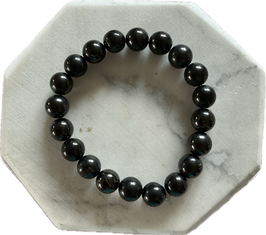 Schungit Kugelarmband, 10 mm Kugeln, Länge 20 cm, elastisches Stretchband - ohne Deko