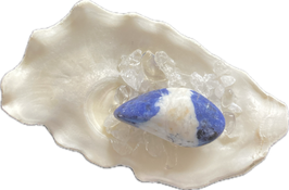 Sodalith, dunkelblau weiß gemustert, Trommelstein, Größe 36 x 18 mm - ohne Deko