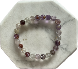 Kacoxenit ,Super Seven' Kugelarmband, 8 mm Kugeln, elastisches Stretchband, Länge 20 cm lang - ohne Deko