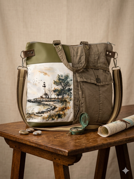 Tasche Upcycling Jeans Leuchtturm
