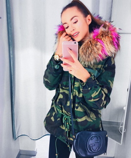 Camouflage mit NaturPink PelzKragen