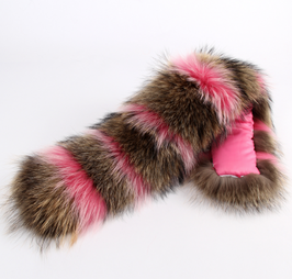 XXL-Fell Kragen Natur/Pink