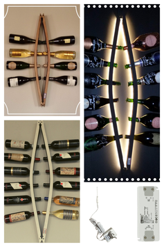 Portabottiglie da parete doppio (disponibile anche a LED)