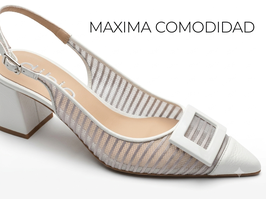 ZAPATO SLINGBACK DESTALONADO EN MALLA CALADA Y PUNTERA FINA