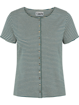 Button Shirt Kurzarm Narrow Stripes Petrol/Natural (453) von Jalfe