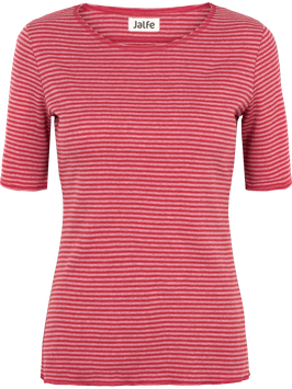 Kurzarmshirt 12847-1 Coral-Old Rose gestreift Melange von Jalfe