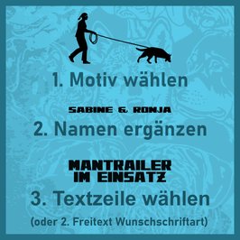 10 Aufkleber für  Mantrailer inkl Namen