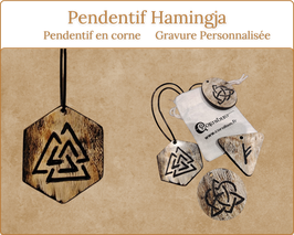 Pendentif Hamingja en Corne | Gravure Personnalisée