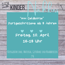 Nähkurs "mini Geldbörse" für Fortgeschrittene