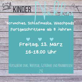 Nähkurs "Scrunchies, Schlafmaske und Waschpads" für Fortgeschrittene