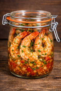Gambas in Knoblauchöl