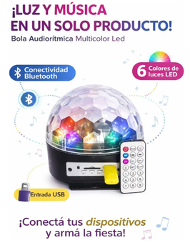 Bola Audio rítmica 6 Colores Usb Sd Luces Led Dj + Pendrive