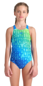 Arena Badeanzug Multi Colours V Back - Blue River Multi