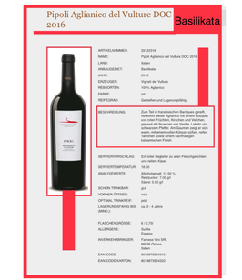 Aglianico del vuture DOC 2016 Basilikata