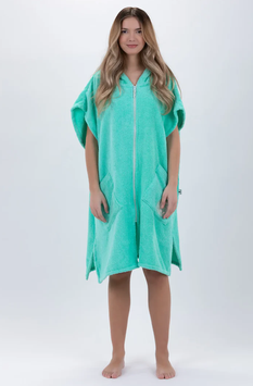 Cooler Surf Poncho mit Reißverschluss türkis
