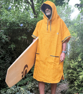 Cooler leichter Waffel Surf Poncho in mustard
