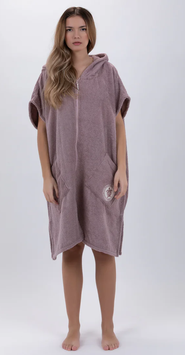 Cooler Surf Poncho mit Reißverschluss hellbraun