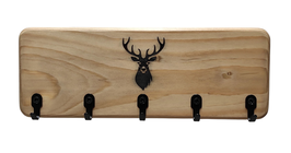 Schlüsselbrett aus Holz mit Hirschmotiv im Vintage-Stil
