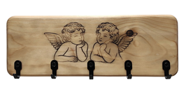 Handgefertigtes Schlüsselbrett aus Holz mit 2 Engel