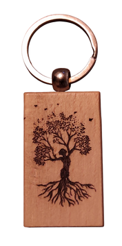 Schlüsselanhänger aus Holz mit Baum des Lebens – Symbolisches Geschenk für Freunde