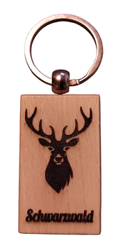 Rustikaler Schlüsselanhänger Hirsch Schwarzwald – Holz Geschenk