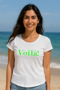 Shirt weiß, voila! neon grün