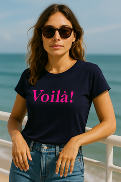 Shirt navy, voila! neon pink