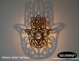 APPLIQUE MURALE ORIENTALE / HAMSA MODELE version MIROIR GOLD