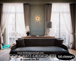 APPLIQUE MURALE CONTEMPORAINE DESIGNER -  MODELE BAROCCO BLANC