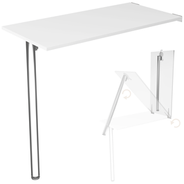 Wandklapptisch in Weiß 100x50 cm Schreibtisch Klapptisch Esstisch Küchentisch für die Wand im Büro Esszimmer Küche stabiler Wandtisch Höhe Tisch 90 cm mit Tischbein klappbar