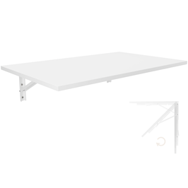 Wandklapptisch Schreibtisch Tischplatte 80x50 cm in Weiß Klapptisch Esstisch Küchentisch für die Wand Bartisch Stehtisch Wandtisch Tisch klappbar zur Wandmontage