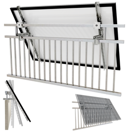 Halterung Balkonkraftwerk für das Geländer rund und eckig Halterungen Solarmodul in 3 Winkel anwendbar Balkongeländer bis 6 cm x 6 cm sichere Befestigung Photovoltaik am Handlauf Balkon Solar