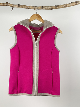 Weste "Ponten"  aus Walkloden mit Kapuze Pink-Naturmelange Gr. 3XL