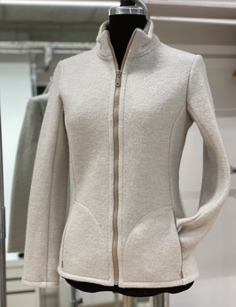 Walkjacke Fellhorn Light mit Stehkragen Wollweiß-Naturmelange