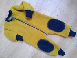 Windelfreier Outdoor Overall, Größe 74/80, Wolle, gelb schwarz