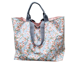 Badetasche XL Wachstuch Amalie grau-rosé