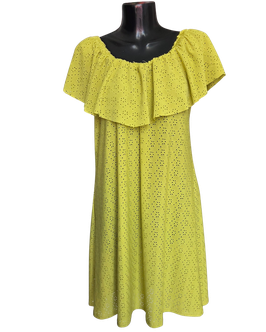 Copricostume giallo lime con traforo floreali justmine