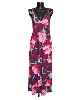 Abito lungo fantasia floreale bordeaux justmine