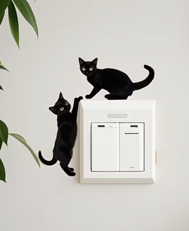 Wandsticker Schweiz Lichtschalter „2 Katzen“ – verspielte Katzen-Deko für Zuhause, selbstklebend & einfach anzubringen. Perfekt für Kinderzimmer & Flur.