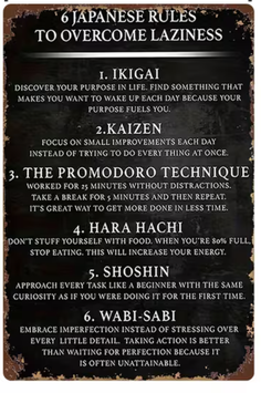 Japanische Lebensweisheiten 6 Prinzipien Metallschild Ikigai Kaizen Schweiz Deko Schild Motivation Sprüche