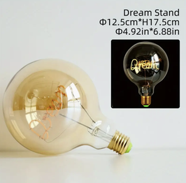LED Glühbirne XL 4W Filament Schrift Buchstaben Home Love Dream Liebe Herz Gitarre Stehend und Hängend E27 Birne 2200K