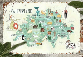 Schweiz Karte Landkarte als Schild Vintage Blechschild Retro Schild Metallschild Nostalgie Foto