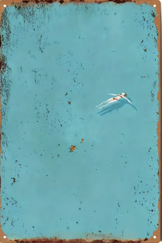 Schwimmende Frau im Pool Vogelperspektive Kunst Bild Metallschild Schweiz Deko Abstrakte Kunst Art Print