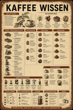 Kaffee Metallschild – Vintage Infotafel | Geschenkidee Schweiz als Blechschild kaufen