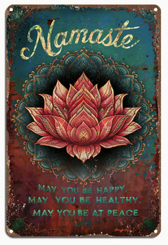 NAMASTE Lotus Inspiration Meditation Yoga Vintage Design Bleschschild Blechschild Schweiz