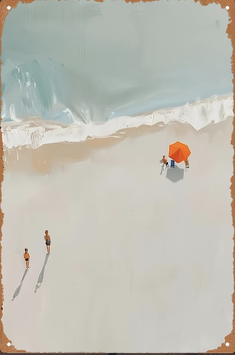 Menschen am Strand Vogelperspektive Kunst Bild Metallschild Schweiz Deko Abstrakte Kunst Art Print