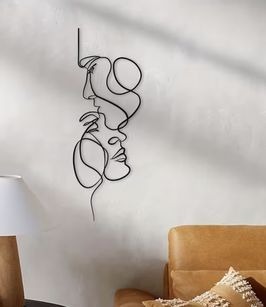 Wandtattoo „Küssendes Paar Skizze“ – selbstklebende Love-Deko, minimalistisches Design für Wohnzimmer, Schlafzimmer & Flur.