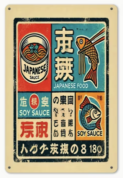 Japanisches Essen Vintage Design Bleschschild Blechschild Schweiz