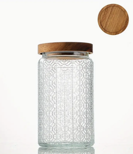 Vintage Glas Aufbewahrung Dose Glasbehälter Blumenmuster Vorratsglas Struktur 1 L / 1000 ML