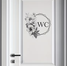 WC Vinyl Türsticker – wasserfest, selbstklebend, Deko Sticker fürs Bad & Gäste-WC. Türfolie modern, leicht anzubringen, Badezimmer Deko.